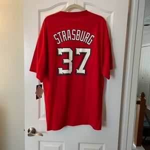 Washington Nationals #37 Strasburg T-Shirt, Red, Size 2XL, 100% Cotton